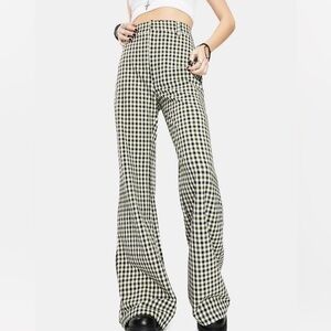 Free People Black & Cream Gingham Wide Leg Pants